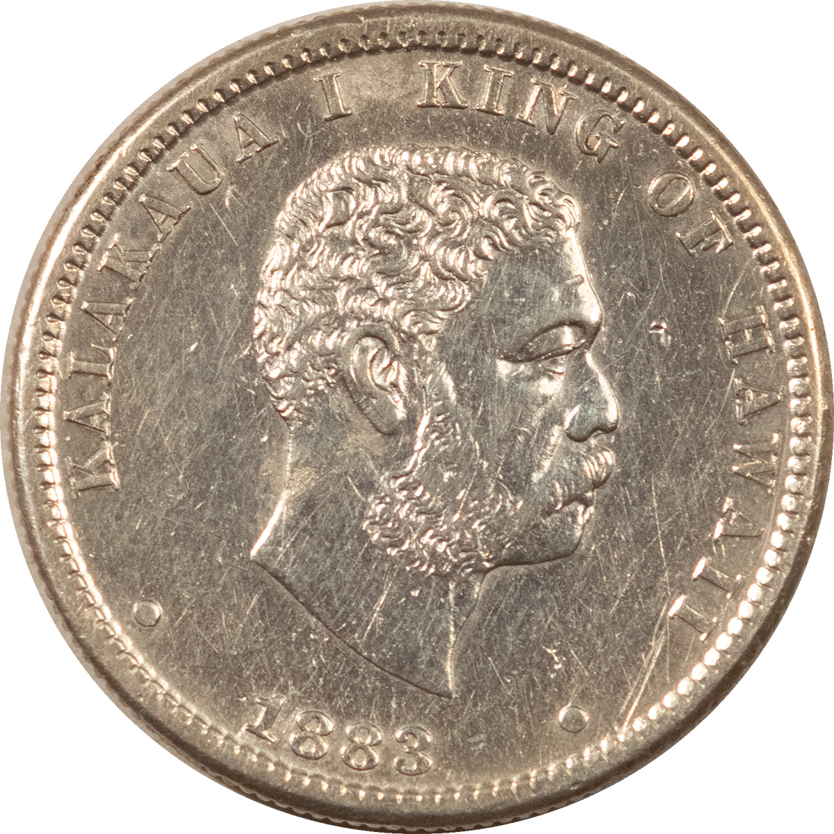 1883 KINGDOM OF HAWAII 25 CENTS – AU+ DETAILS BUT CLEANED! – The