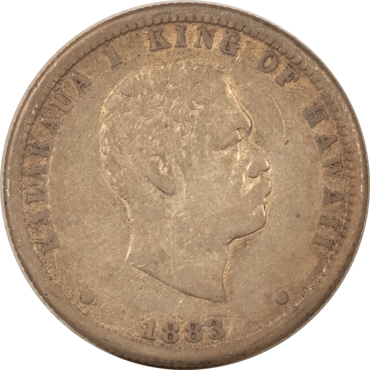 1883 KINGDOM OF HAWAII 25 CENTS – PLEASING CIRCULATED EXAMPLE