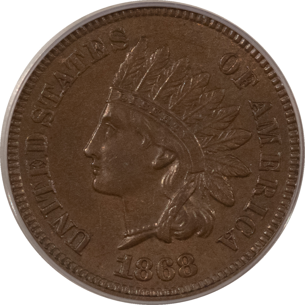 Indian 1868 INDIAN CENT – PCGS AU-58, PQ & LOOKS CHOICE! Indian 1868 INDIAN CENT – PCGS AU-58, PQ & LOOKS CHOICE!