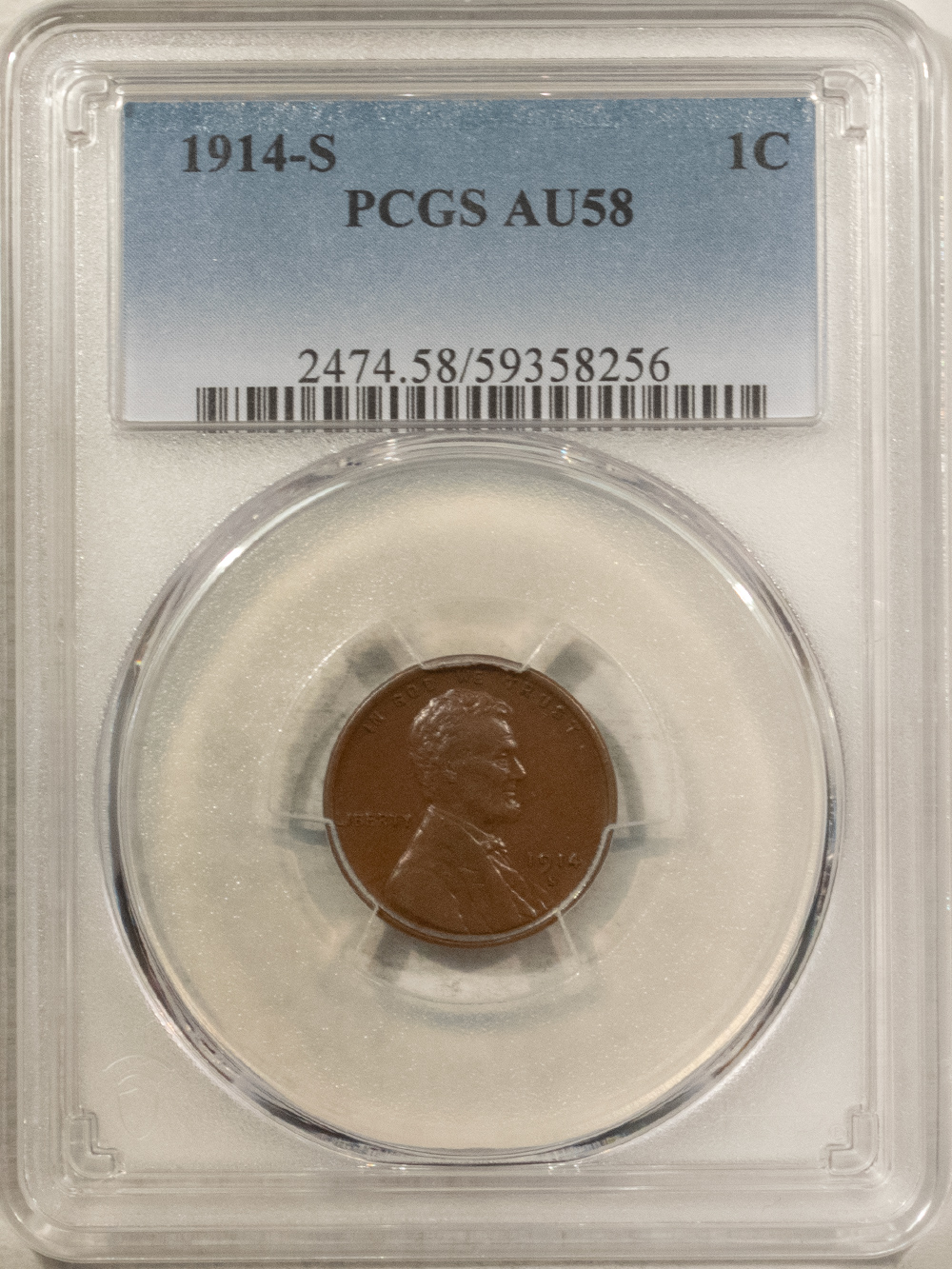 Lincoln Cents (Wheat) 1914-S LINCOLN CENT – PCGS AU-58 LUSTROUS BROWN & LOOK MINT STATE! Lincoln Cents (Wheat) 1914-S LINCOLN CENT – PCGS AU-58 LUSTROUS BROWN & LOOK MINT STATE!