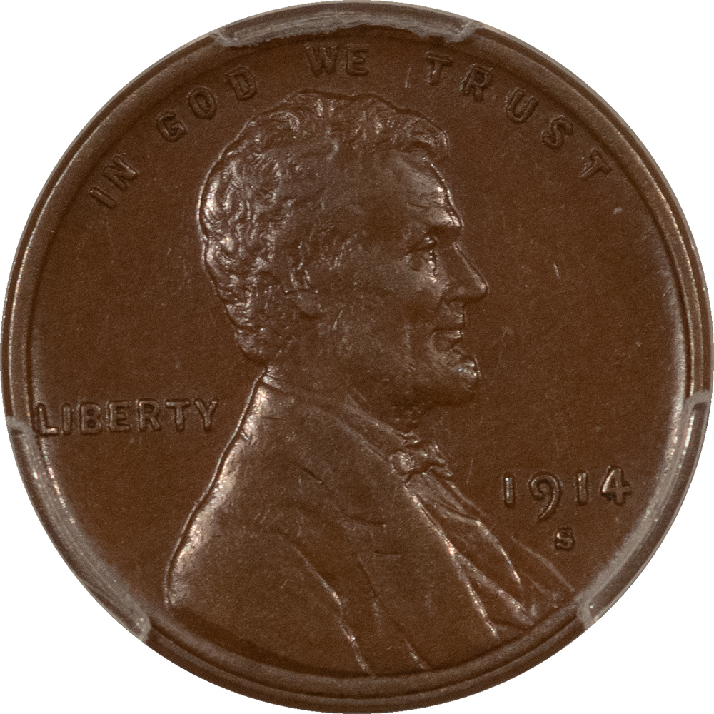 Lincoln Cents (Wheat) 1914-S LINCOLN CENT – PCGS AU-58 LUSTROUS BROWN & LOOK MINT STATE! Lincoln Cents (Wheat) 1914-S LINCOLN CENT – PCGS AU-58 LUSTROUS BROWN & LOOK MINT STATE!