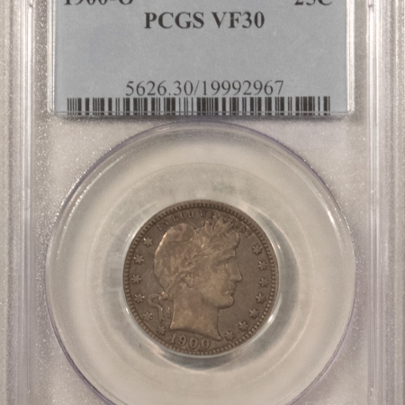 Barber Quarters 1900-O BARBER QUARTER – PCGS VF-30, LOOKS XF+! SUPER PREMIUM QUALITY!