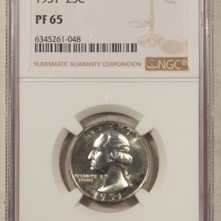 New Certified Coins 1951 PROOF WASHINGTON QUARTER – NGC PF-65, PRETTY GEM!