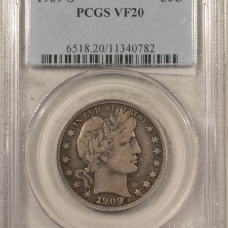 Barber Halves 1909-S BARBER HALF DOLLAR – PCGS VF-20!