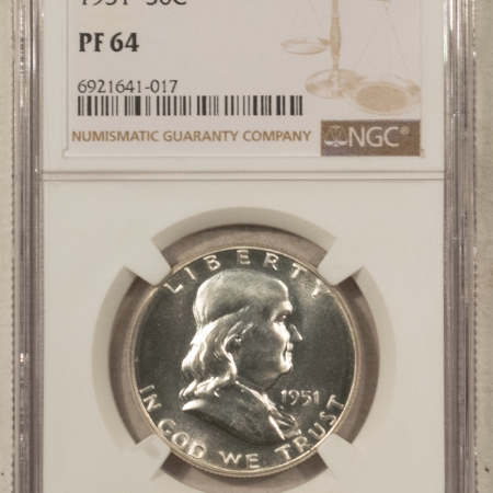 Franklin Halves 1951 PROOF FRANKLIN HALF DOLLAR – NGC PF-64, WHITE!