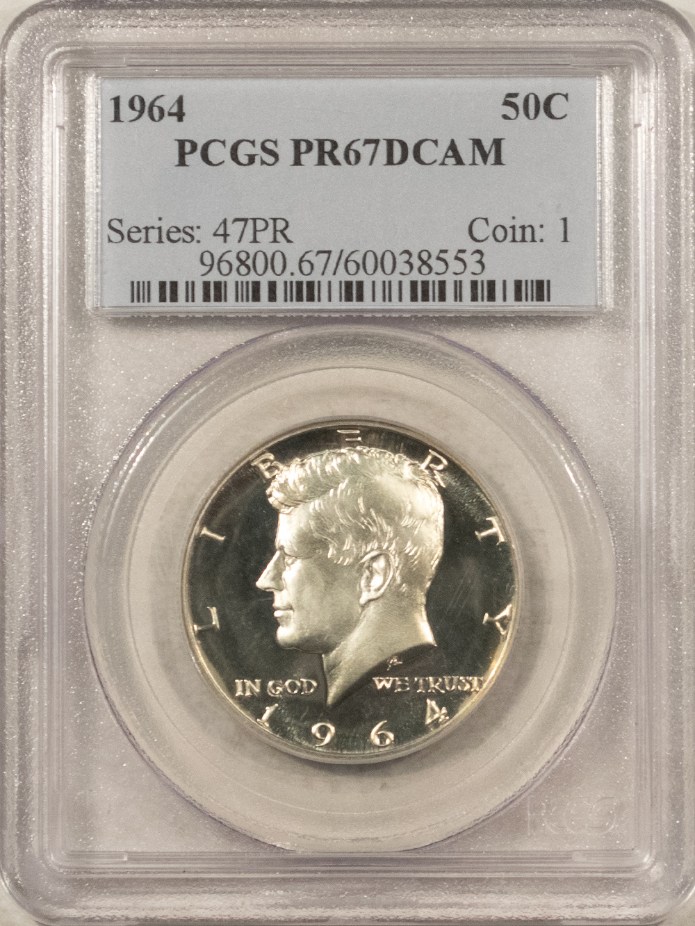 Half Dollars 1964 PROOF KENNEDY HALF DOLLAR – PCGS PR-67 DCAM, BLACK & WHITE DEEP CAMEO! Half Dollars 1964 PROOF KENNEDY HALF DOLLAR – PCGS PR-67 DCAM, BLACK & WHITE DEEP CAMEO!
