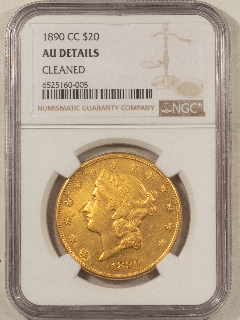 $20 1890-CC $20 LIBERTY DOUBLE EAGLE GOLD – NGC AU DETAILS CLEANED, CARSON CITY! $20 1890-CC $20 LIBERTY DOUBLE EAGLE GOLD – NGC AU DETAILS CLEANED, CARSON CITY!