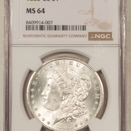 Dollars 1885-CC $1 MORGAN DOLLAR – NGC MS-64, BLAST WHITE CARSON CITY!