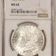 Dollars 1885-O $1 MORGAN DOLLAR – NGC MS-64, FATTIE HOLDER, PRETTY & PREMIUM QUALITY+!
