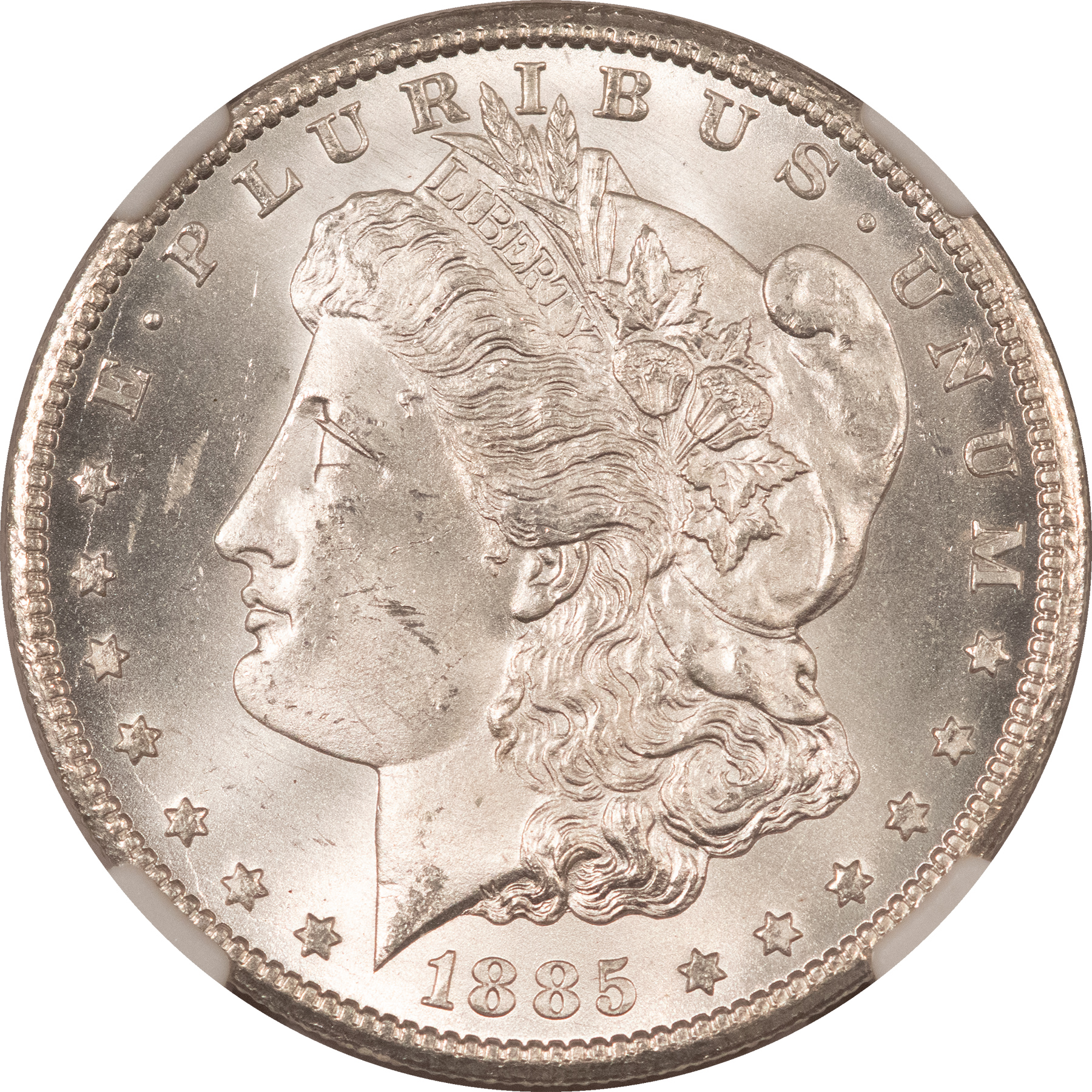 Dollars 1885-CC $1 MORGAN DOLLAR – NGC MS-64, BLAST WHITE CARSON CITY! Dollars 1885-CC $1 MORGAN DOLLAR – NGC MS-64, BLAST WHITE CARSON CITY!