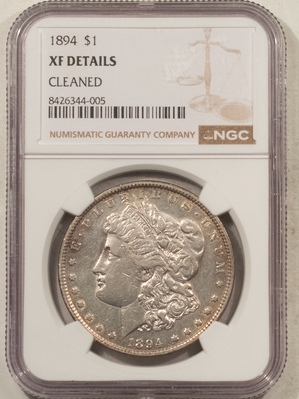 Dollars 1894 $1 MORGAN DOLLAR NGC XF DETAILS CLEANED KEY-DATE STRONG DETAIL, DECENT LOOK Dollars 1894 $1 MORGAN DOLLAR NGC XF DETAILS CLEANED KEY-DATE STRONG DETAIL, DECENT LOOK