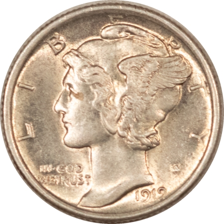 Dimes 1919 MERCURY DIME – UNCIRCULATED, CLAIMS TO CHOICE WITH FSB!
