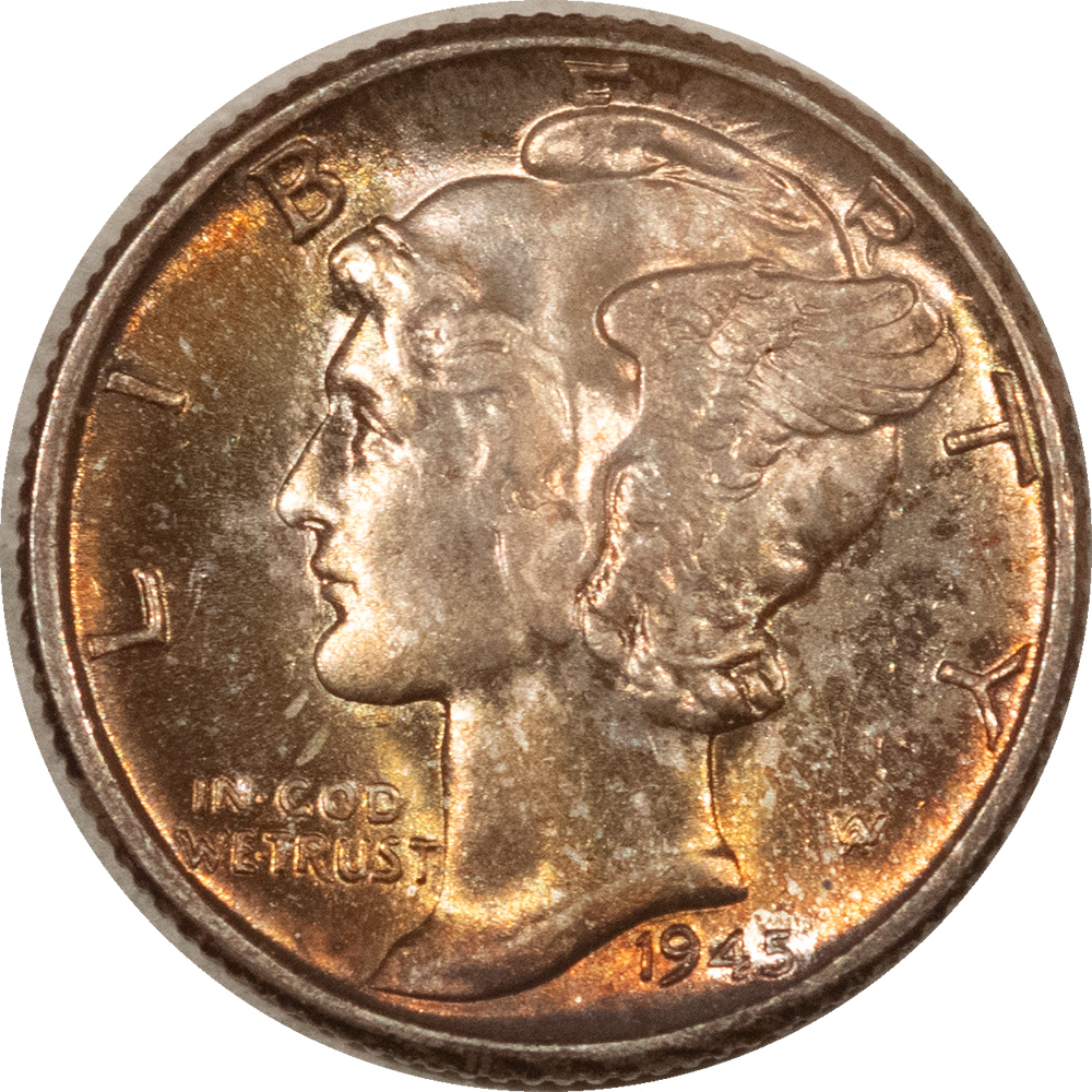 Dimes 1945 MERCURY DIME – UNCIRCULATED, GEM & GORGEOUS! Dimes 1945 MERCURY DIME – UNCIRCULATED, GEM & GORGEOUS!