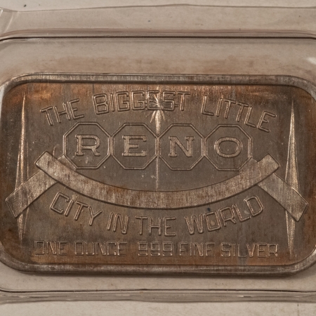 Bullion SILVERTOWNE VINTAGE RENO 1 OZ .999 SILVER BAR NEW STILL SEALED, ORIGINAL PLASTIC