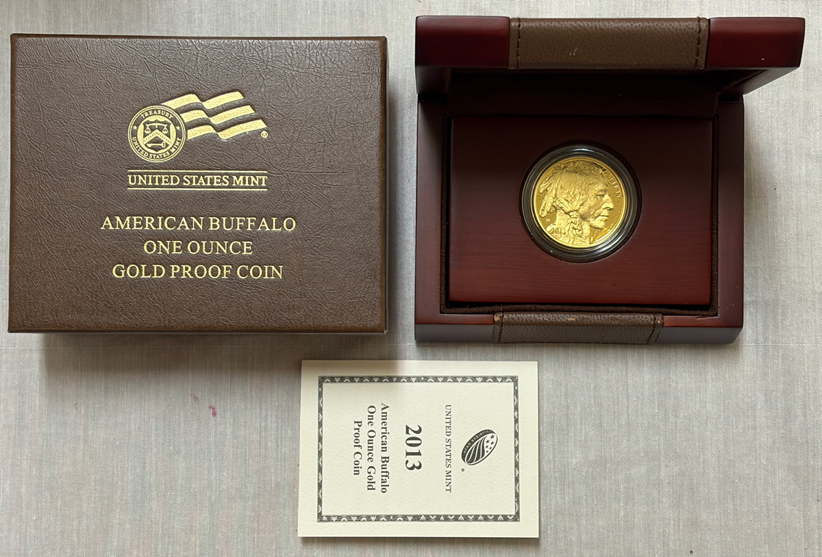 American Gold Eagles, Buffaloes, & Liberty Series 2013 AMERICAN BUFFALO ONE OUNCE GOLD PROOF COIN, ORIGINAL BOX/CERT-A FRESH GEM! American Gold Eagles, Buffaloes, & Liberty Series 2013 AMERICAN BUFFALO ONE OUNCE GOLD PROOF COIN, ORIGINAL BOX/CERT-A FRESH GEM!