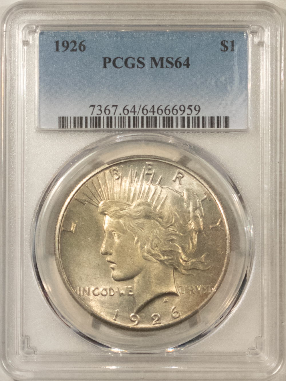 Dollars 1926 $1 PEACE DOLLAR – PCGS MS-64 Dollars 1926 $1 PEACE DOLLAR – PCGS MS-64