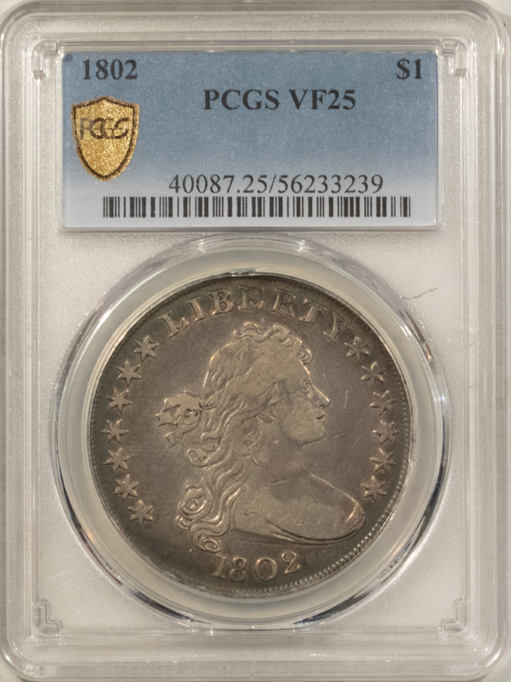 Dollars 1802 $1 DRAPED BUST DOLLAR – PCGS VF-25, WHOLESOME HONEST COIN! Dollars 1802 $1 DRAPED BUST DOLLAR – PCGS VF-25, WHOLESOME HONEST COIN!