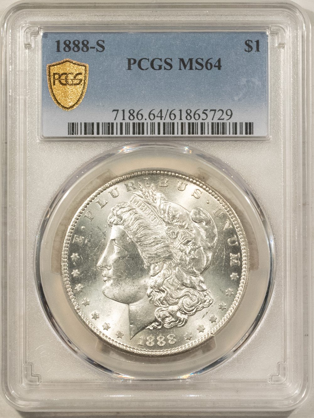 Dollars 1888-S $1 MORGAN DOLLAR – PCGS MS-64, PREMIUM QUALITY BLAZER! Dollars 1888-S $1 MORGAN DOLLAR – PCGS MS-64, PREMIUM QUALITY BLAZER!