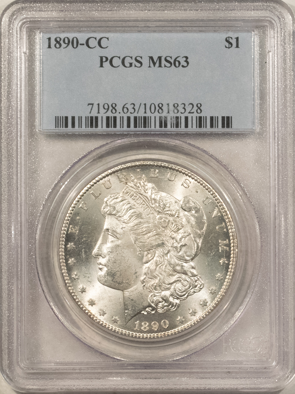 Dollars 1890-CC $1 MORGAN DOLLAR – PCGS MS-63, BLAST WHITE & CHOICE! CARSON CITY! Dollars 1890-CC $1 MORGAN DOLLAR – PCGS MS-63, BLAST WHITE & CHOICE! CARSON CITY!