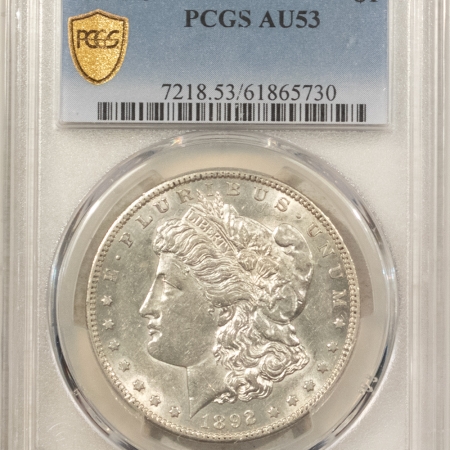 Dollars 1892-S $1 MORGAN DOLLAR – PCGS AU-53, VERY TOUGH DATE, NICE & WHITE!