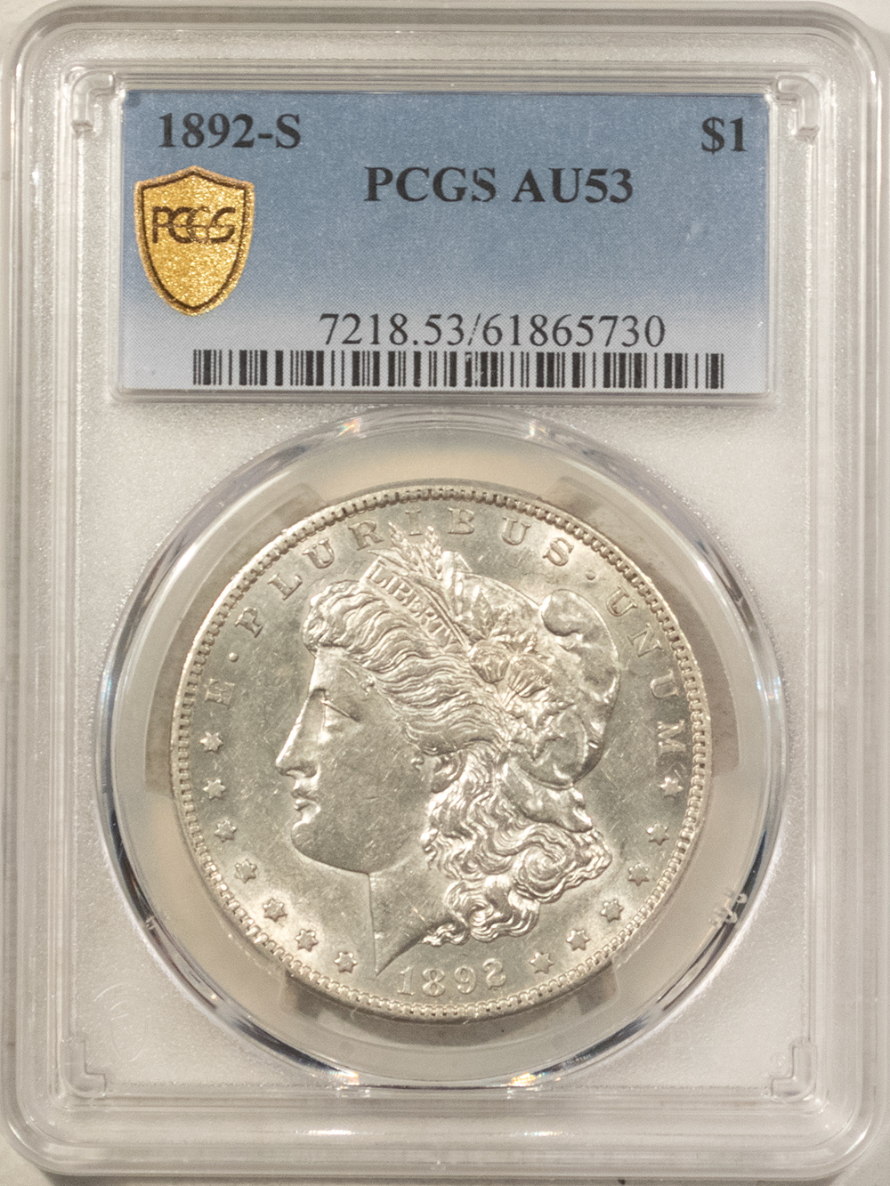 Dollars 1892-S $1 MORGAN DOLLAR – PCGS AU-53, VERY TOUGH DATE, NICE & WHITE! Dollars 1892-S $1 MORGAN DOLLAR – PCGS AU-53, VERY TOUGH DATE, NICE & WHITE!