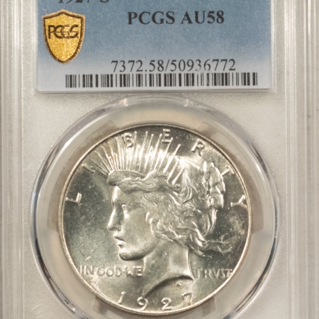 Dollars 1927-S $1 PEACE DOLLAR – PCGS AU-58, LOOKS MS-63+! PREMIUM QUALITY!