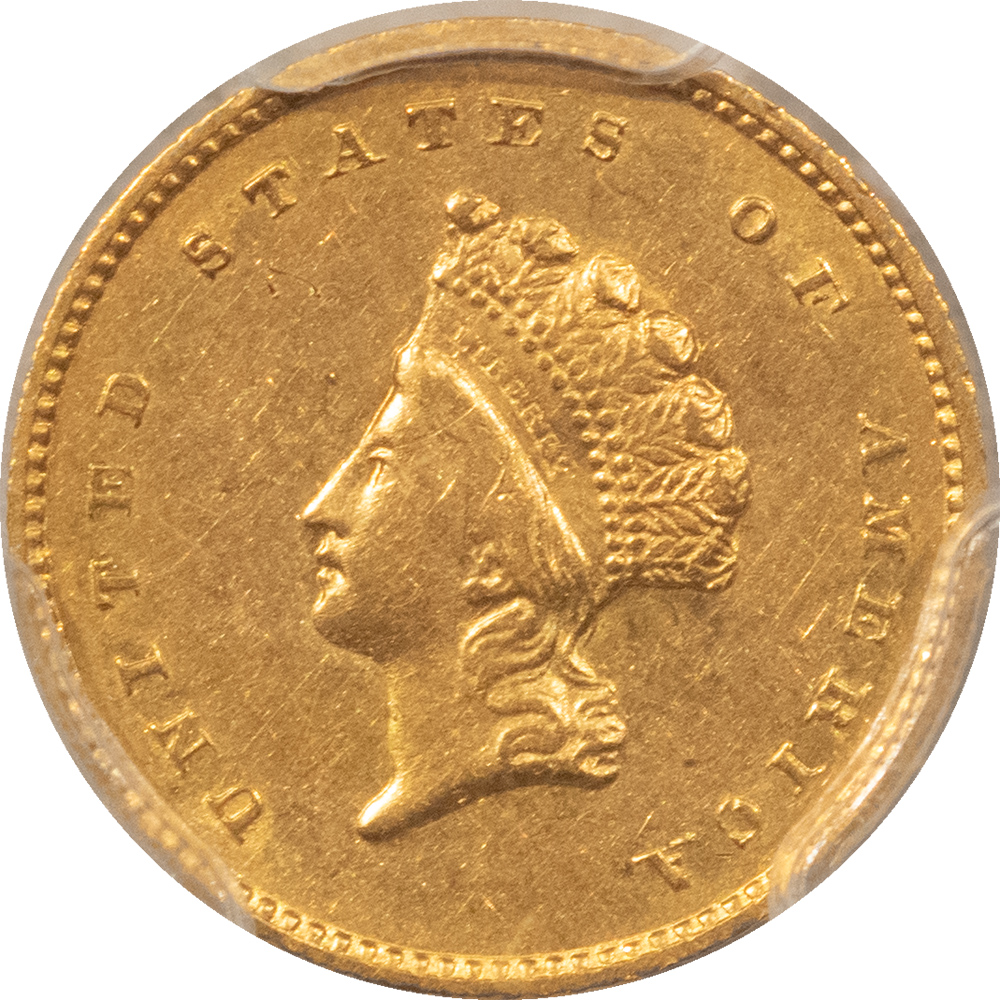 $1 1856-S $1 GOLD DOLLAR, TYPE 2 – PCGS XF-45, SCARCE! POP 3! CAC APPROVED! $1 1856-S $1 GOLD DOLLAR, TYPE 2 – PCGS XF-45, SCARCE! POP 3! CAC APPROVED!