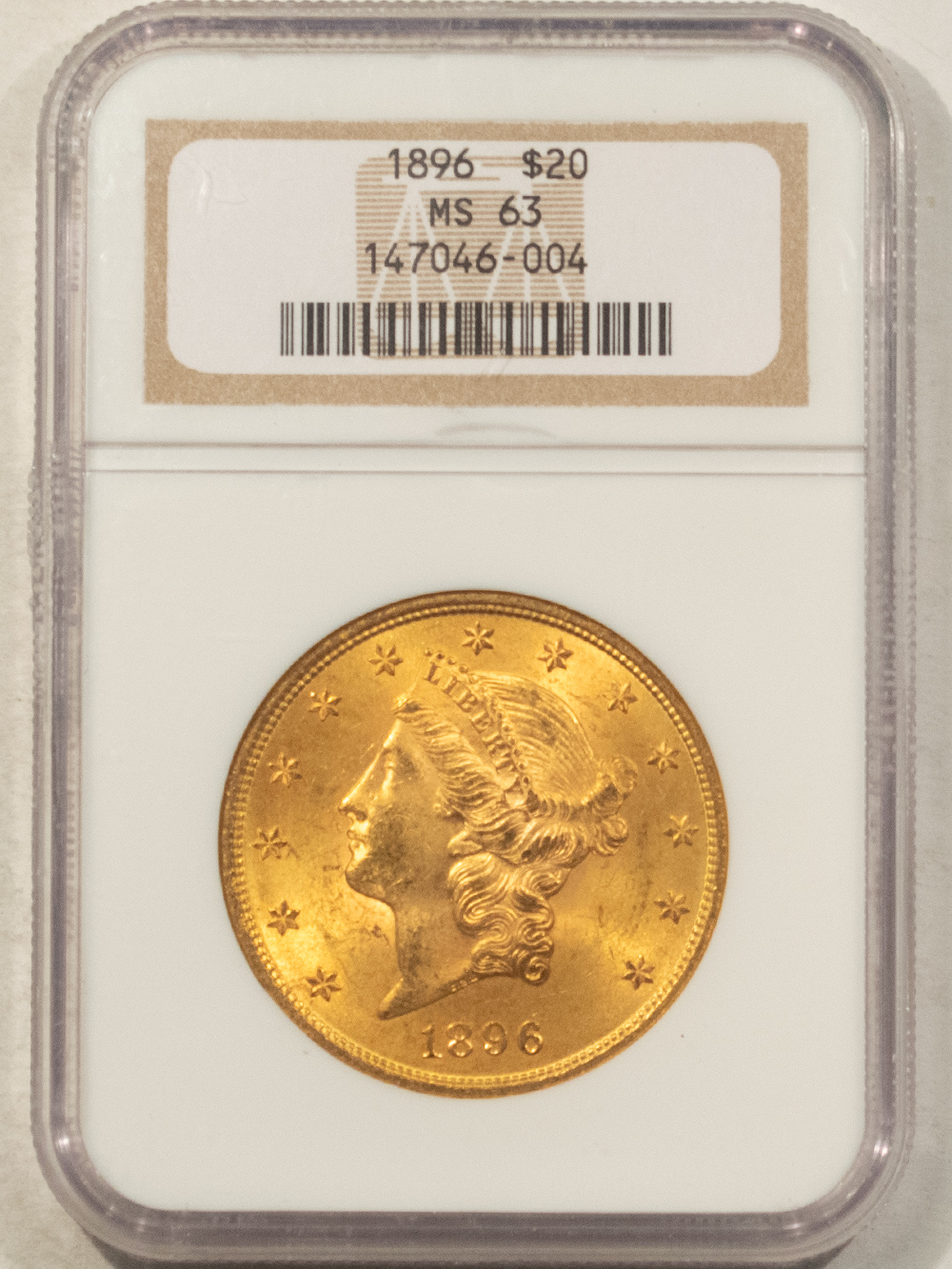 $20 1896 $20 LIBERTY GOLD DOUBLE EAGLE – NGC MS-63, LOWER MINTAGE DATE! $20 1896 $20 LIBERTY GOLD DOUBLE EAGLE – NGC MS-63, LOWER MINTAGE DATE!