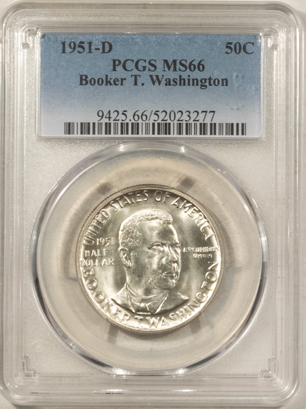 Early Commems 1951-D BOOKER T WASHINGTON COMMEMORATIVE HALF DOLLAR – PCGS MS-66 BLAST WHITE! Early Commems 1951-D BOOKER T WASHINGTON COMMEMORATIVE HALF DOLLAR – PCGS MS-66 BLAST WHITE!
