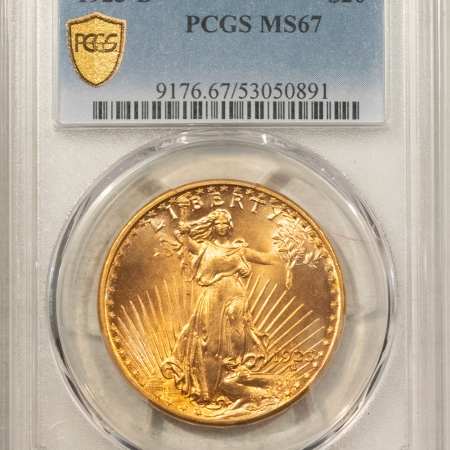 $20 1923-D $20 ST GAUDENS GOLD DOUBLE EAGLE – PCGS MS-67, PRETTIEST $20 SAINT EVER!