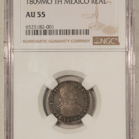 New Certified Coins 1809MO TH MEXICO REAL – NGC AU-55