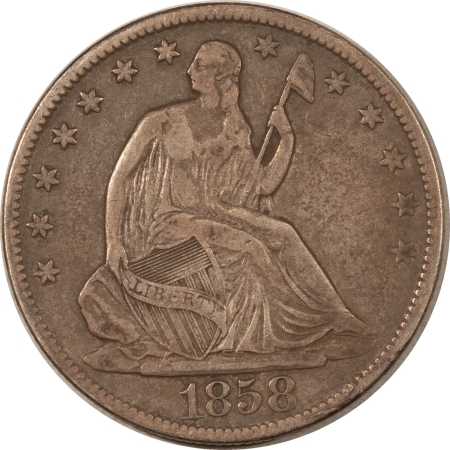 Half Dollars 1858-O SEATED LIBERTY HALF DOLLAR – WHOLESOME! HIGH GRADE CIRCULATED EXAMPLE!