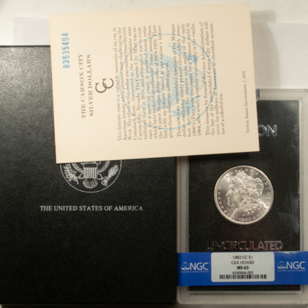 Dollars 1883-CC $1 MORGAN DOLLAR GSA – BANDED NGC MS-63 WITH BOX & COA! CARSON CITY!