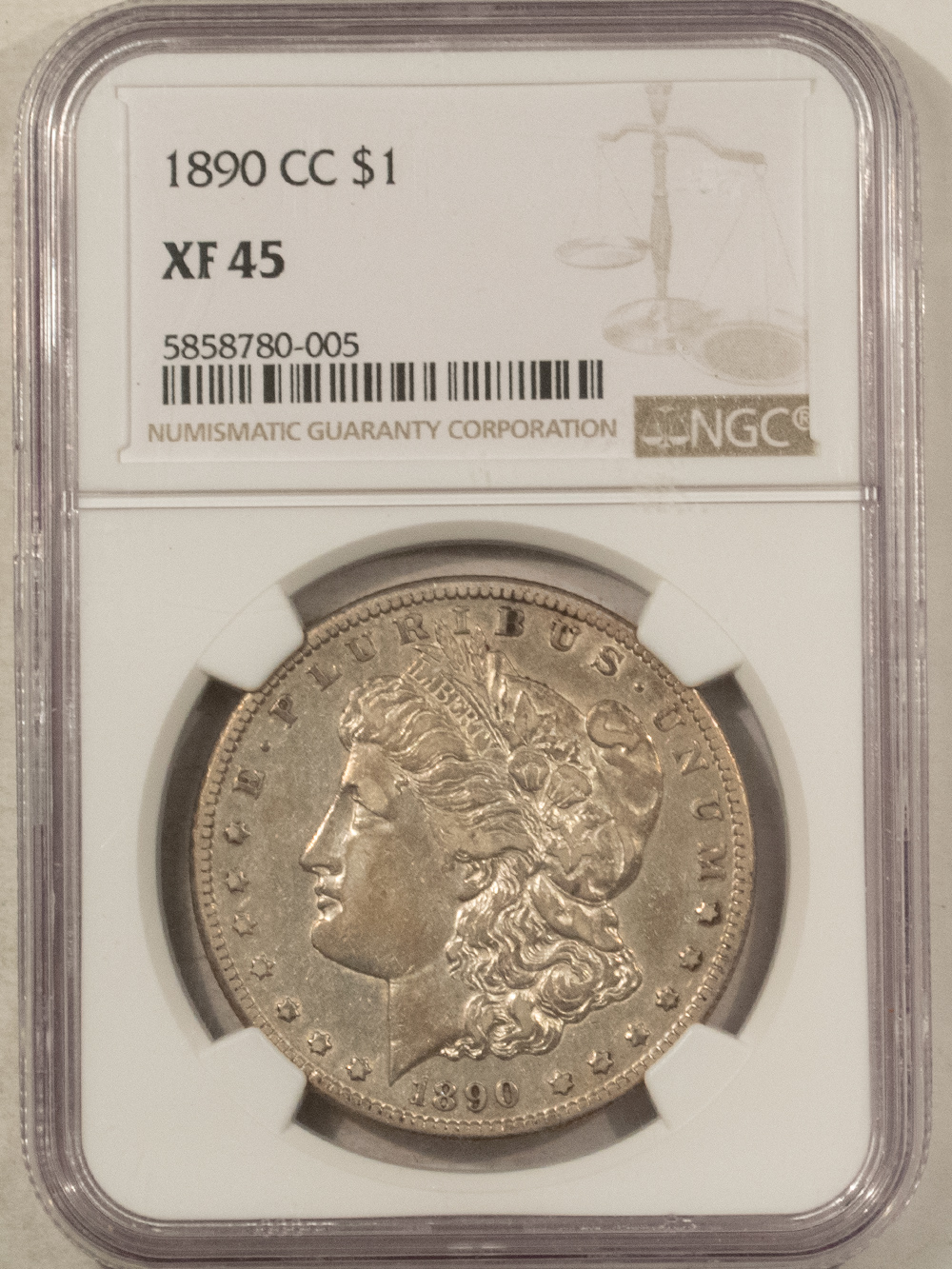 Dollars 1890-CC $1 MORGAN DOLLAR – NGC XF-45, CARSON CITY! Dollars 1890-CC $1 MORGAN DOLLAR – NGC XF-45, CARSON CITY!