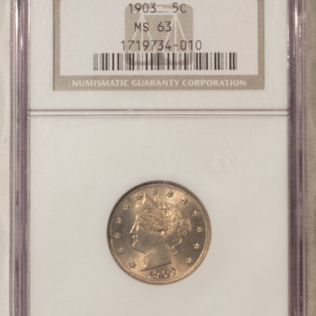 Liberty Nickels 1903 LIBERTY NICKEL – NGC MS-63, PREMIUM QUALITY!