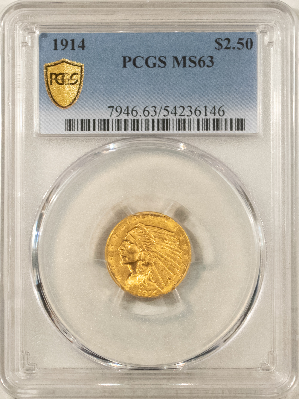 $2.50 SEMI-KEY 1914 $2.50 INDIAN GOLD, PCGS MS-63, FRESH FLASHY & SUPER-NICE FOR GRADE $2.50 SEMI-KEY 1914 $2.50 INDIAN GOLD, PCGS MS-63, FRESH FLASHY & SUPER-NICE FOR GRADE