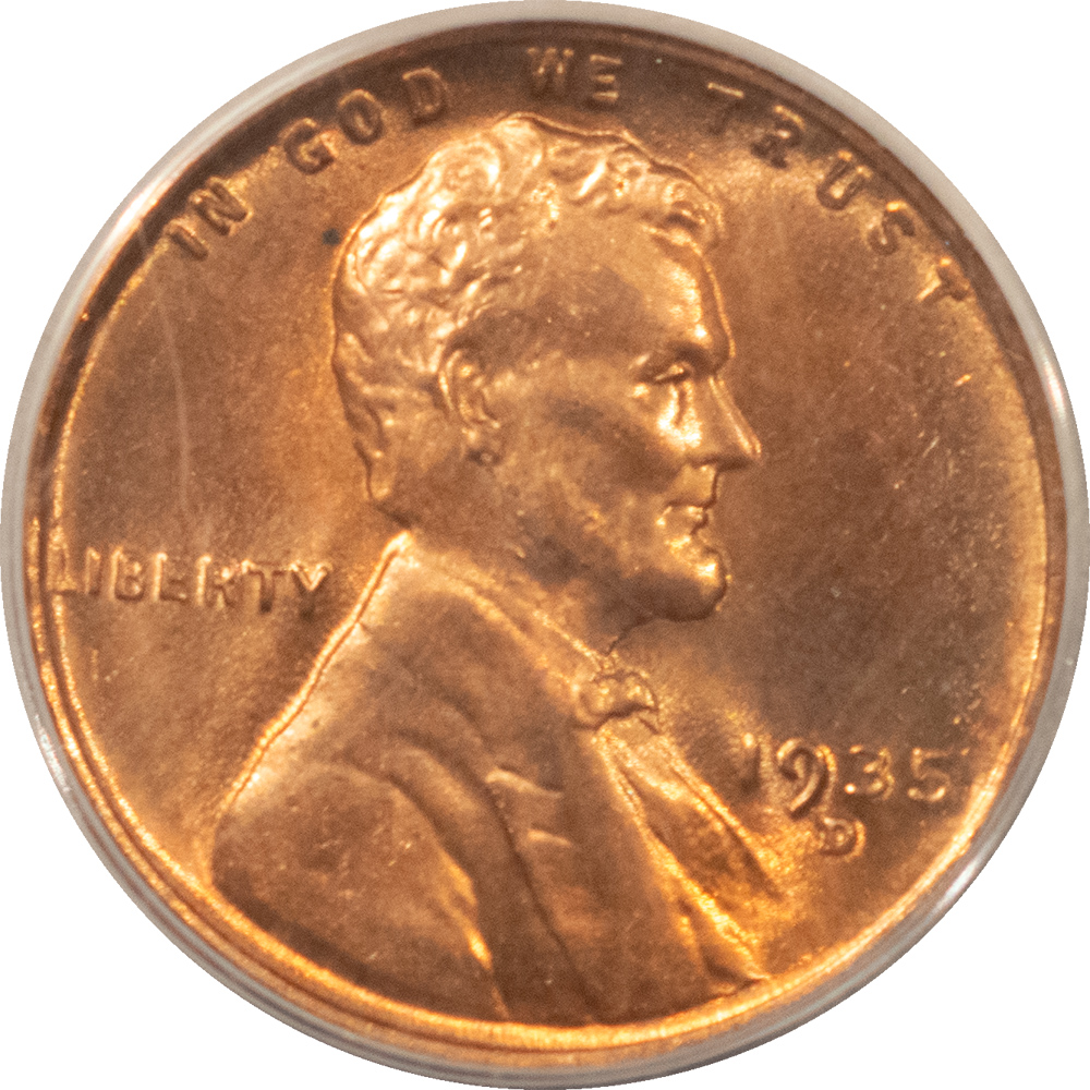 Lincoln Cents (Wheat) 1935-D LINCOLN CENT – ANACS MS-64 RED, LOOKS 65+ & PREMIUM QUALITY! Lincoln Cents (Wheat) 1935-D LINCOLN CENT – ANACS MS-64 RED, LOOKS 65+ & PREMIUM QUALITY!