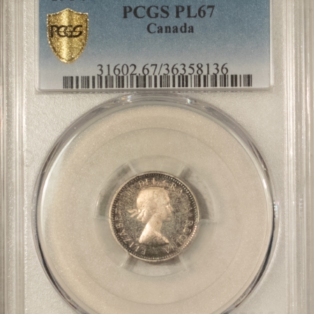 New Certified Coins 1954 CANADA 10 CENTS – PCGS PL-67, PRETTY & SUPERB!