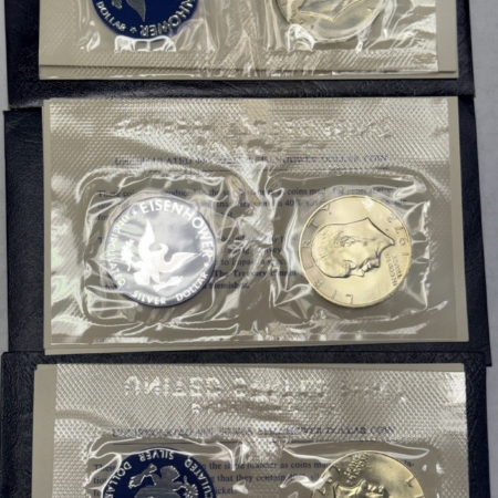 Dollars 1971, 72, 73S 40% SILVER UNCIRCULATED EISENHOWER BLUE PACK 3 COIN LOT GEM W/ OGP