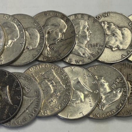 Bullion $10 FACE VALUE 90% U.S. SILVER HALF DOLLARS, FRANKLIN JFK – AVERAGE CIRC IN TUBE