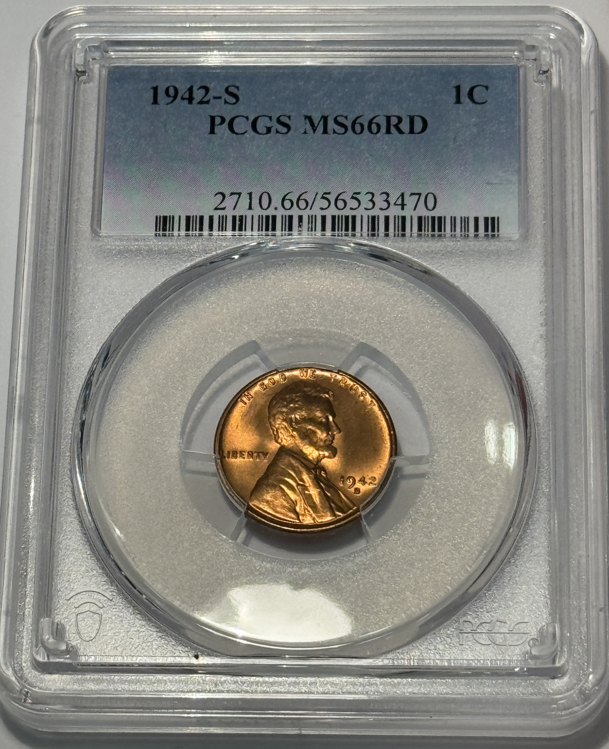 Lincoln Cents (Wheat) 1942-S LINCOLN CENT – PCGS MS-66 RD Lincoln Cents (Wheat) 1942-S LINCOLN CENT – PCGS MS-66 RD