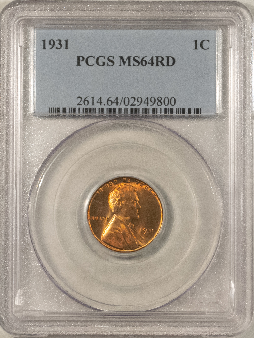 Lincoln Cents (Wheat) 1931 LINCOLN CENT – PCGS MS-64 RD, PRETTY! Lincoln Cents (Wheat) 1931 LINCOLN CENT – PCGS MS-64 RD, PRETTY!