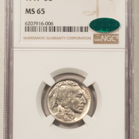 Buffalo Nickels 1919 BUFFALO NICKEL – NGC MS-65, PREMIUM QUALITY SCREAMER! CAC APPROVED!