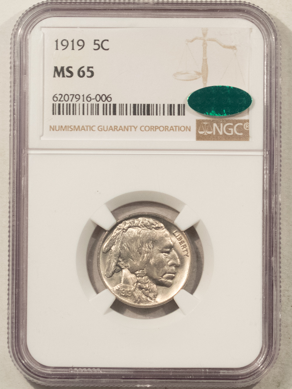 Buffalo Nickels 1919 BUFFALO NICKEL – NGC MS-65, PREMIUM QUALITY SCREAMER! CAC APPROVED! Buffalo Nickels 1919 BUFFALO NICKEL – NGC MS-65, PREMIUM QUALITY SCREAMER! CAC APPROVED!
