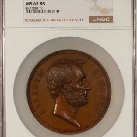 Exonumia (c.1886) ABRAHAM LINCOLN BRONZE US MINT MEDAL, J-PR-12 AE 77MM – NGC MS-63 BN