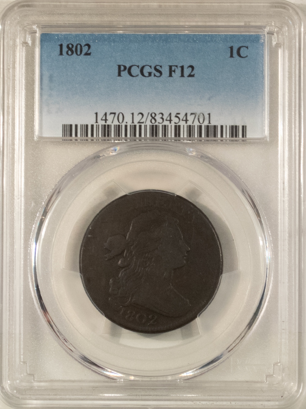 Draped Bust Large Cents 1802 DRAPED BUST LARGE CENT S-232 – PCGS F-12, REVERSE CUD! Draped Bust Large Cents 1802 DRAPED BUST LARGE CENT S-232 – PCGS F-12, REVERSE CUD!