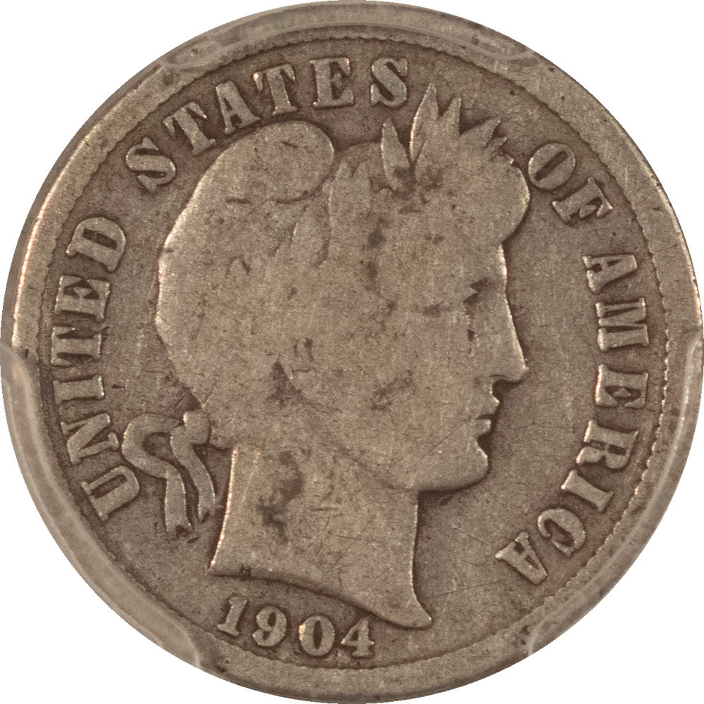 Barber Dimes 1904-S BARBER DIME – PCGS G-6 Barber Dimes 1904-S BARBER DIME – PCGS G-6