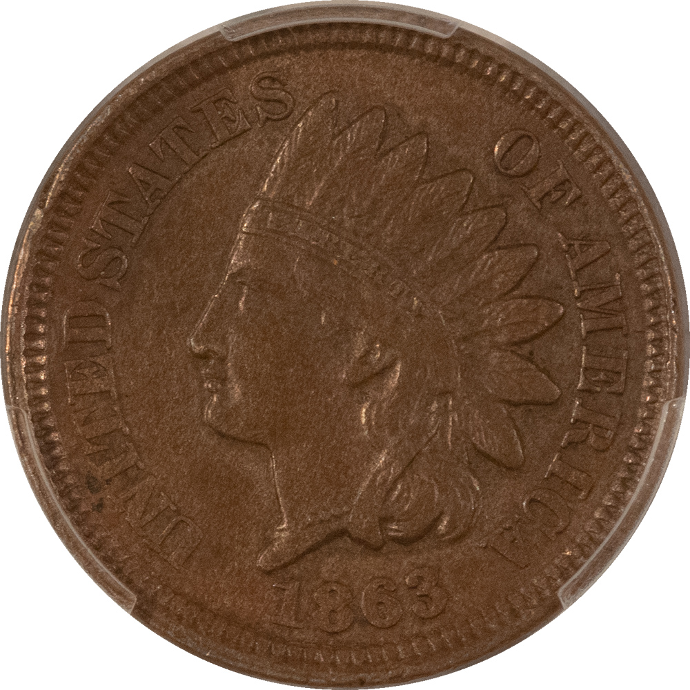 Indian 1863 INDIAN CENT – PCGS AU-50, PLEASING! Indian 1863 INDIAN CENT – PCGS AU-50, PLEASING!