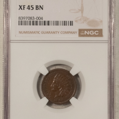 Indian 1864 L ON RIBBON INDIAN CENT BRONZE – NGC XF-45 BN, ATTRACTIVE BROWN!