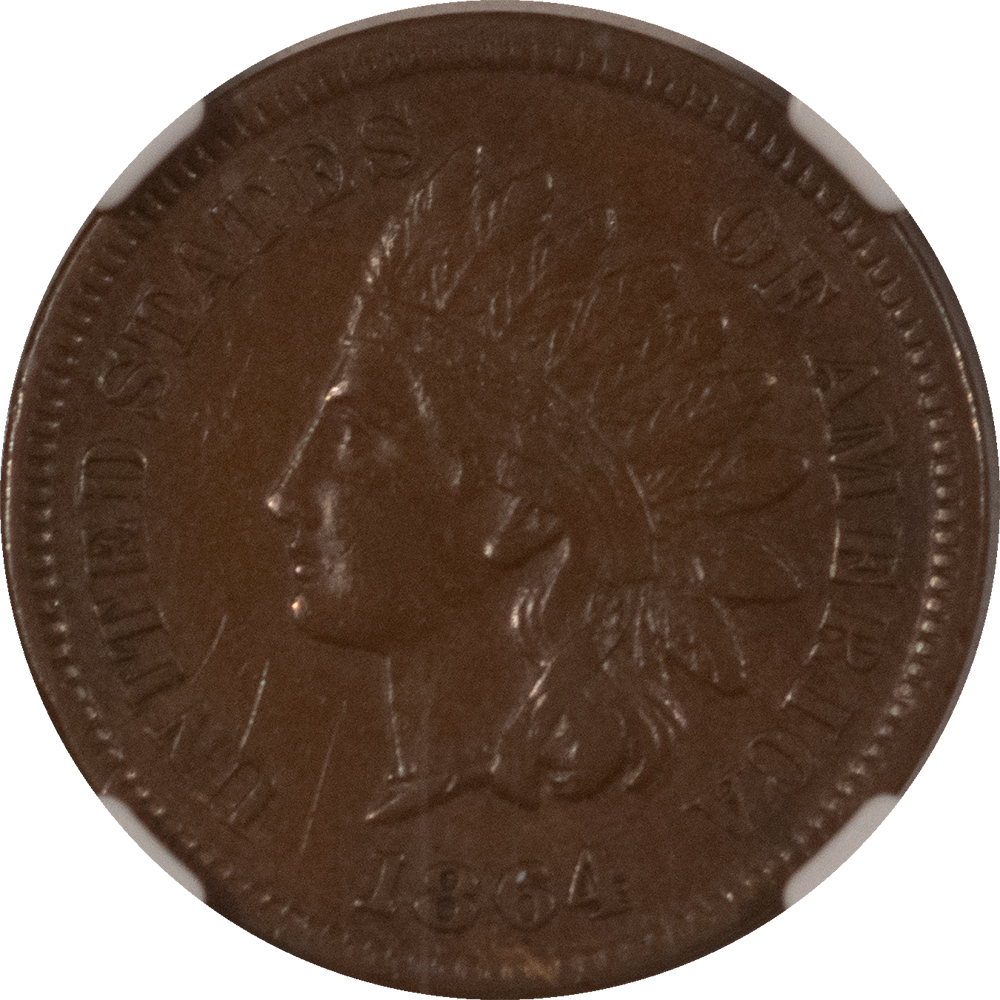 Indian 1864 L ON RIBBON INDIAN CENT BRONZE – NGC XF-45 BN, ATTRACTIVE BROWN! Indian 1864 L ON RIBBON INDIAN CENT BRONZE – NGC XF-45 BN, ATTRACTIVE BROWN!